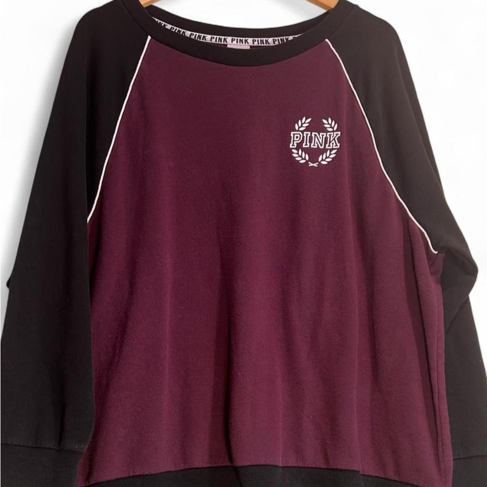 Victoria's Secret PINK Women's Maroon and Black Sweatshirt